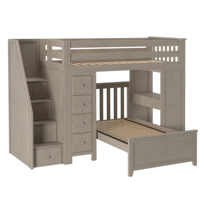 Jackpot Deluxe Staircase Loft Bed Desk + Dresser, Twin