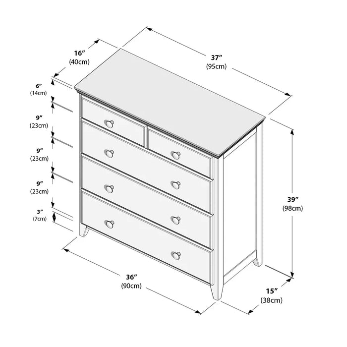 Jackpot Deluxe 2 over 3 5-Drawer Dresser