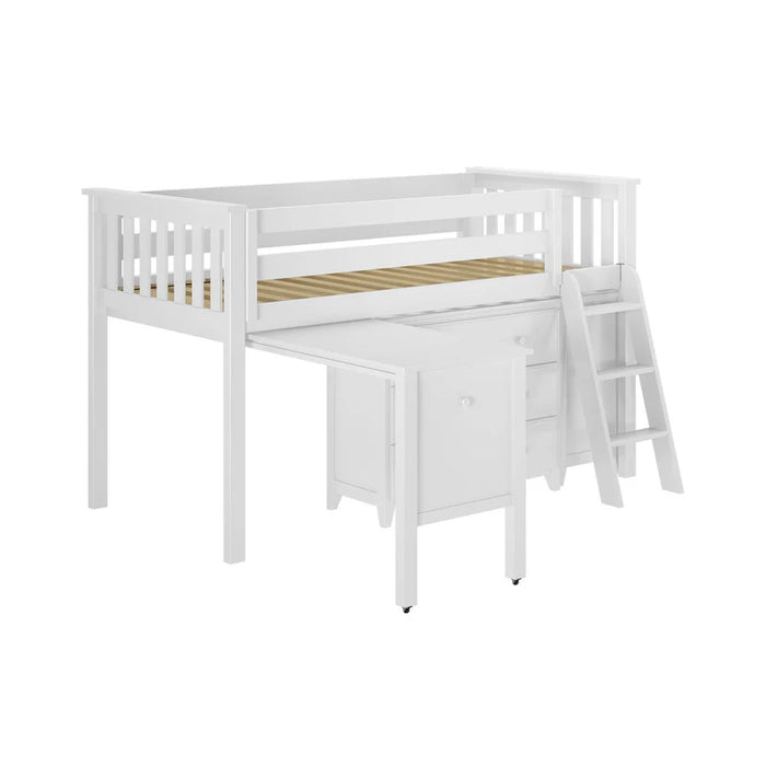 Jackpot Deluxe Twin Storage Loft Bed with Two Dressers and Desk