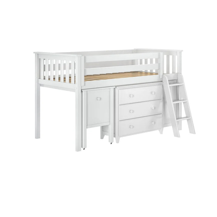 Jackpot Deluxe Twin Storage Loft Bed with Two Dressers and Desk