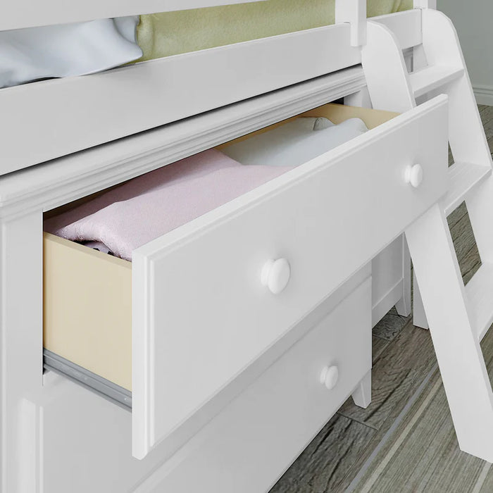 Jackpot Deluxe Twin Storage Loft Bed with Two Dressers and Desk