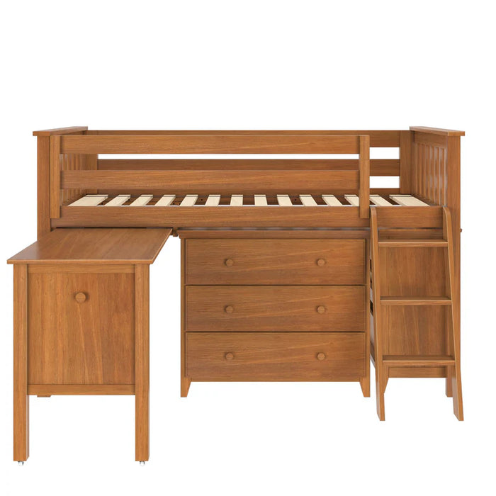 Jackpot Deluxe Twin Storage Loft Bed with Two Dressers and Desk