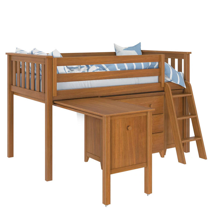 Jackpot Deluxe Twin Storage Loft Bed with Two Dressers and Desk