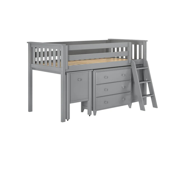 Jackpot Deluxe Twin Storage Loft Bed with Two Dressers and Desk