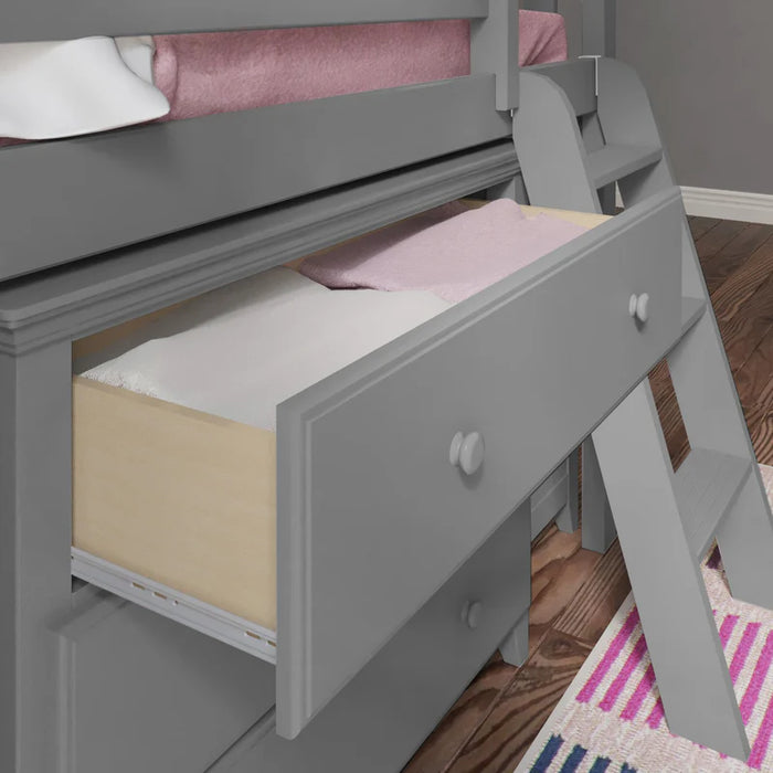 Jackpot Deluxe Twin Storage Loft Bed with Two Dressers and Desk