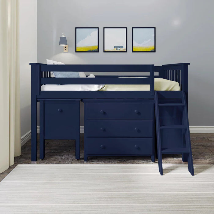 Jackpot Deluxe Twin Storage Loft Bed with Two Dressers and Desk