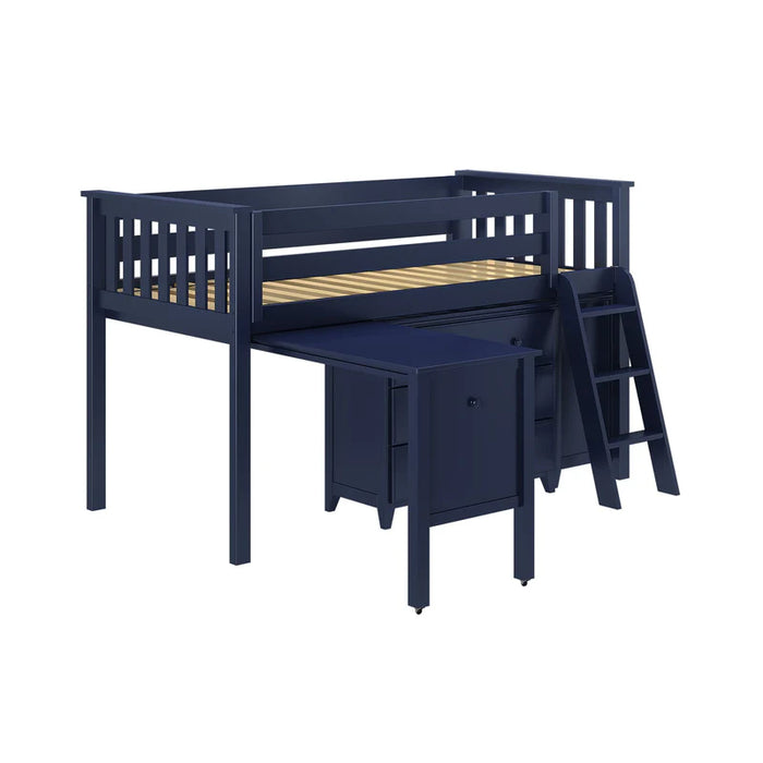 Jackpot Deluxe Twin Storage Loft Bed with Two Dressers and Desk