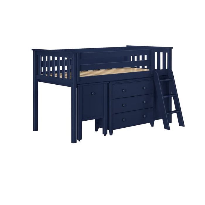 Jackpot Deluxe Twin Storage Loft Bed with Two Dressers and Desk