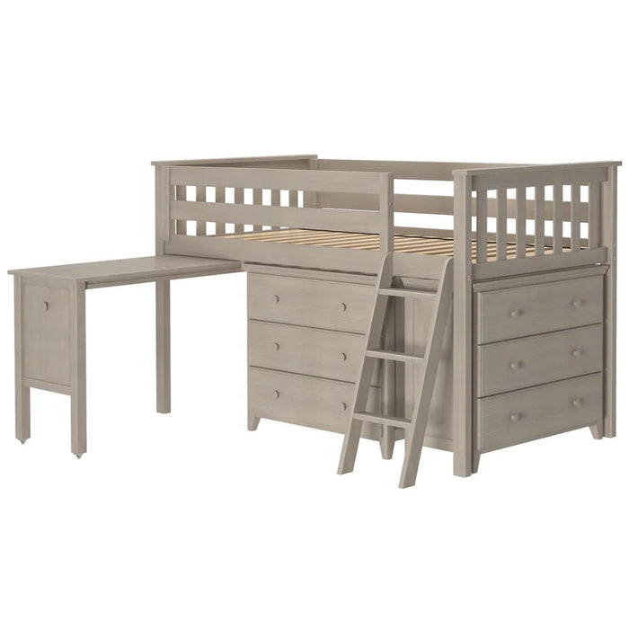 Jackpot Deluxe Twin Storage Loft Bed with Two Dressers and Desk