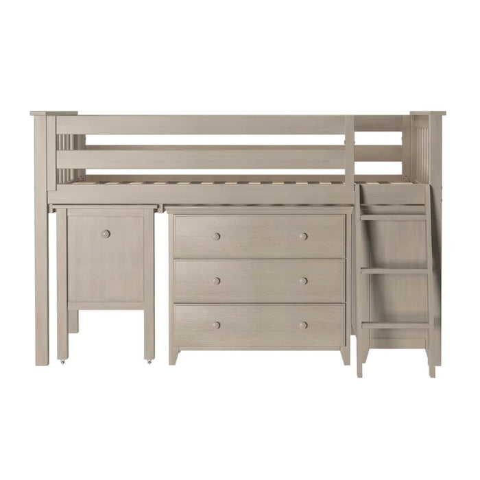 Jackpot Deluxe Twin Storage Loft Bed with Two Dressers and Desk