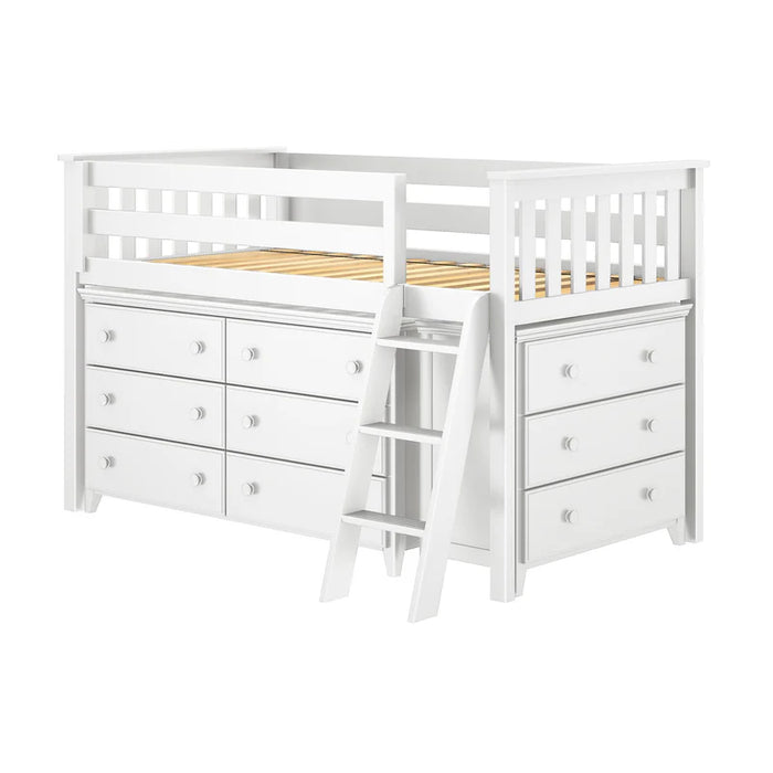 Jackpot Deluxe Twin Storage Loft Bed with Two Dressers