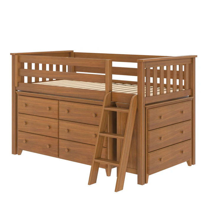 Jackpot Deluxe Twin Storage Loft Bed with Two Dressers