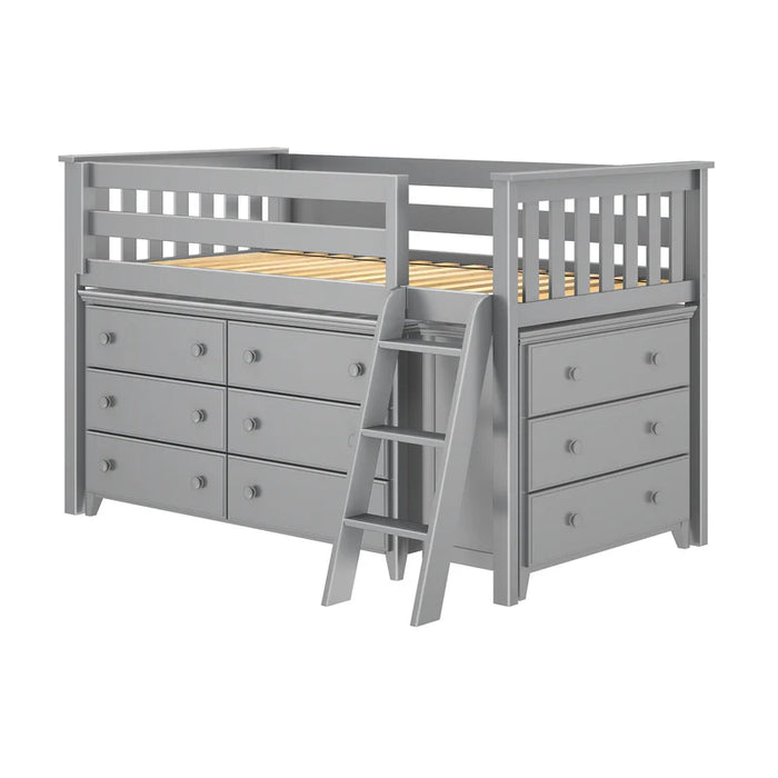 Jackpot Deluxe Twin Storage Loft Bed with Two Dressers