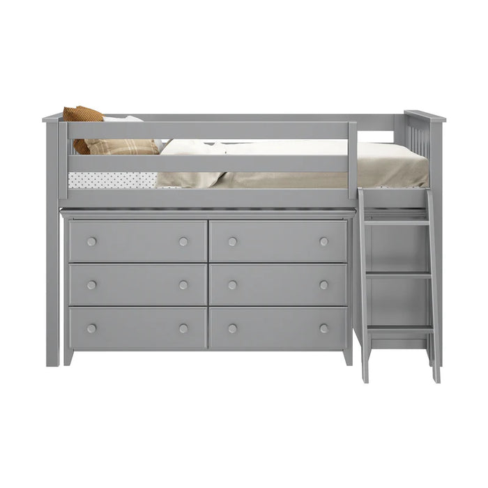 Jackpot Deluxe Twin Storage Loft Bed with Two Dressers