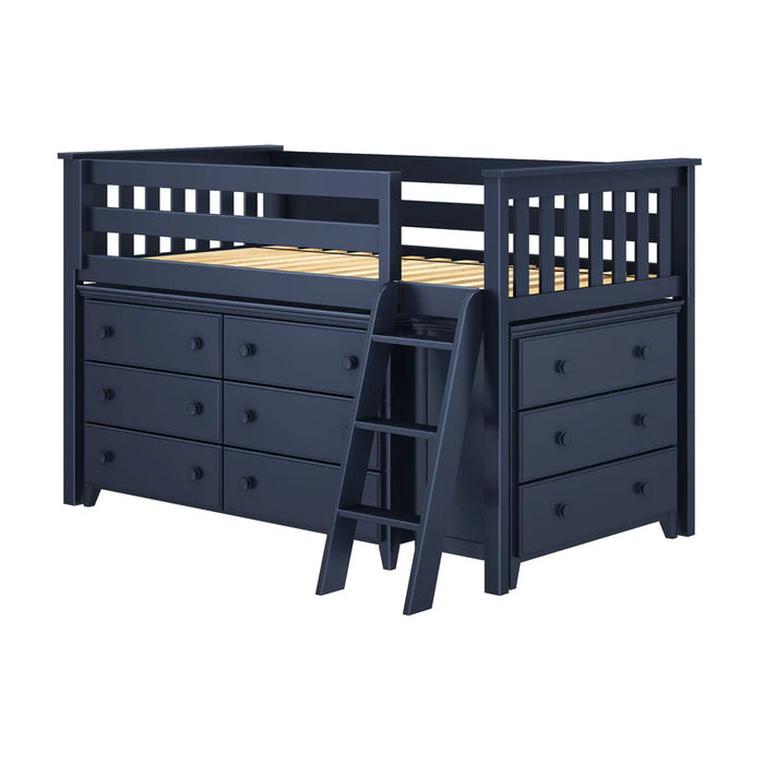 Jackpot Deluxe Twin Storage Loft Bed with Two Dressers