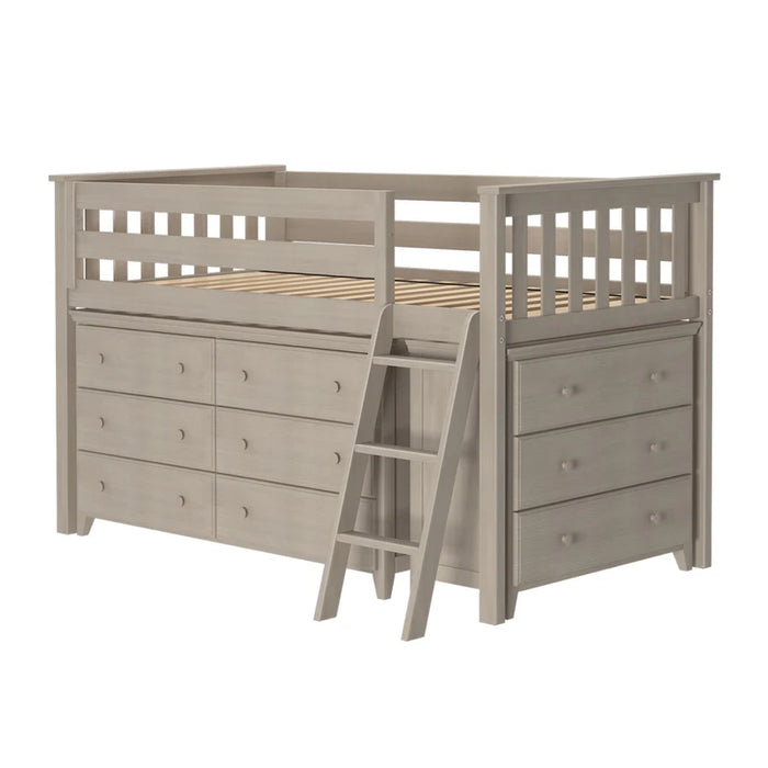 Jackpot Deluxe Twin Storage Loft Bed with Two Dressers