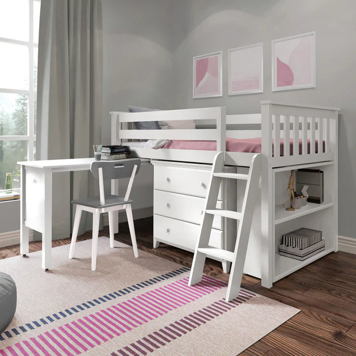 Jackpot Deluxe Twin Storage Loft Bed with Dresser
