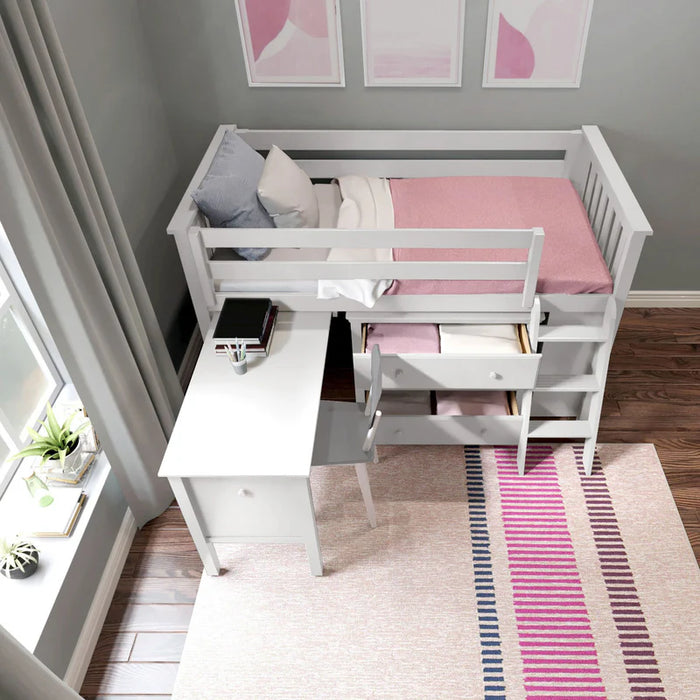 Jackpot Deluxe Twin Storage Loft Bed with Dresser