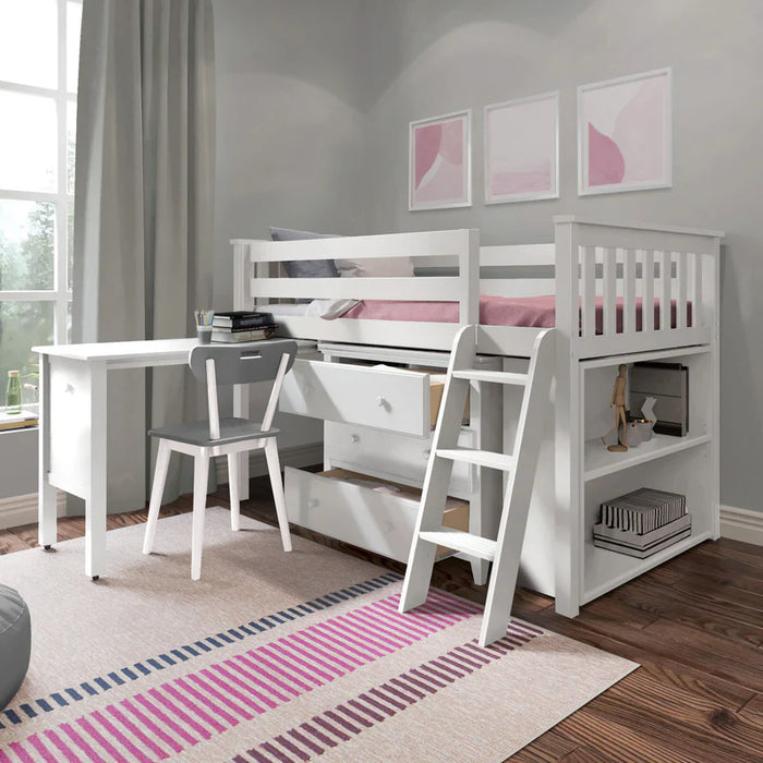 Jackpot Deluxe Twin Storage Loft Bed with Dresser