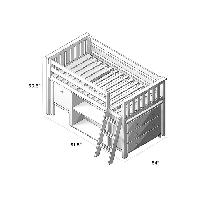 Jackpot Deluxe Twin Storage Loft Bed with Dresser