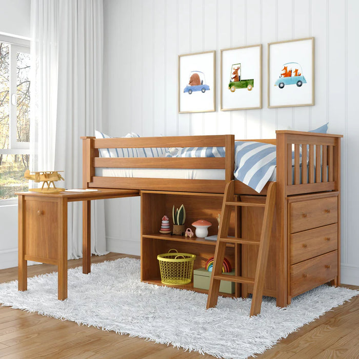 Jackpot Deluxe Twin Storage Loft Bed with Dresser