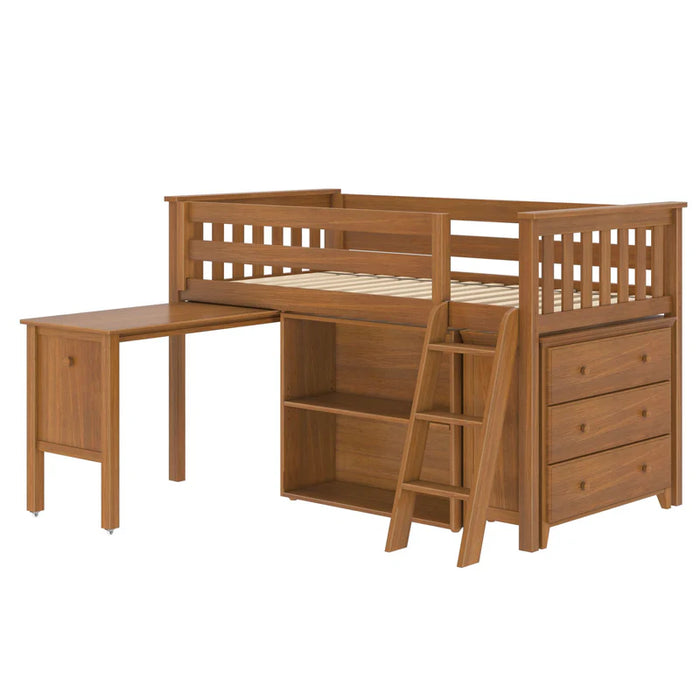 Jackpot Deluxe Twin Storage Loft Bed with Dresser