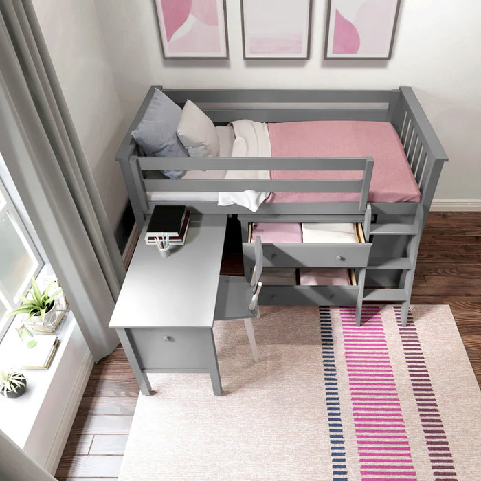 Jackpot Deluxe Twin Storage Loft Bed with Dresser