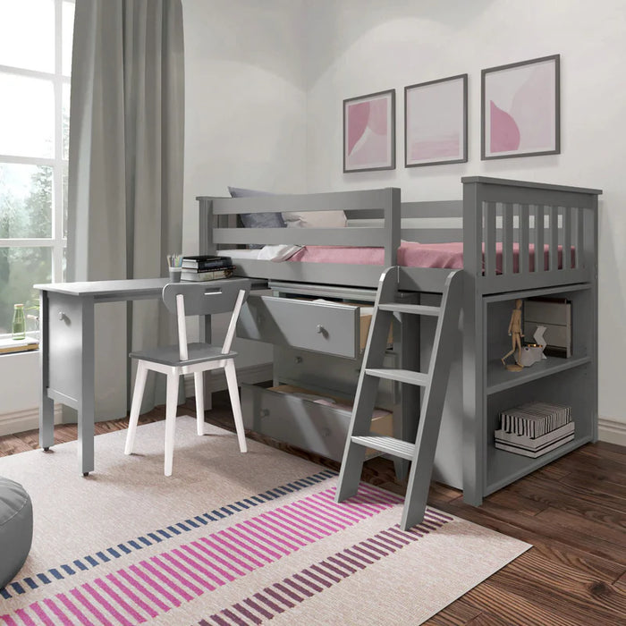Jackpot Deluxe Twin Storage Loft Bed with Dresser