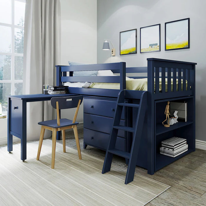 Jackpot Deluxe Twin Storage Loft Bed with Dresser