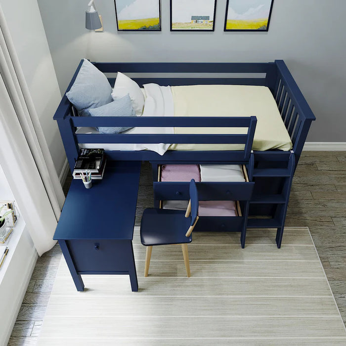 Jackpot Deluxe Twin Storage Loft Bed with Dresser