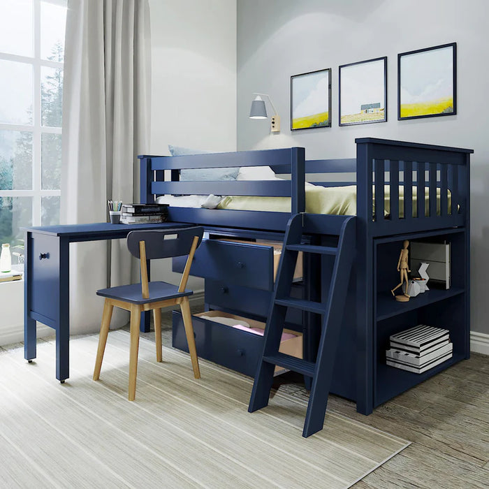Jackpot Deluxe Twin Storage Loft Bed with Dresser
