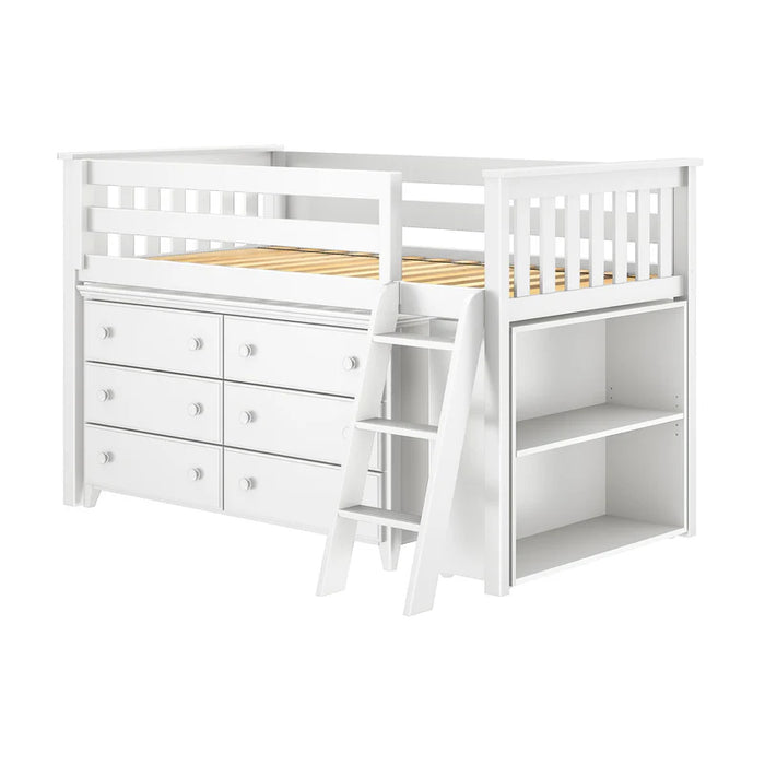 Jackpot Deluxe Twin Storage Loft Bed with Dresser and Bookcase