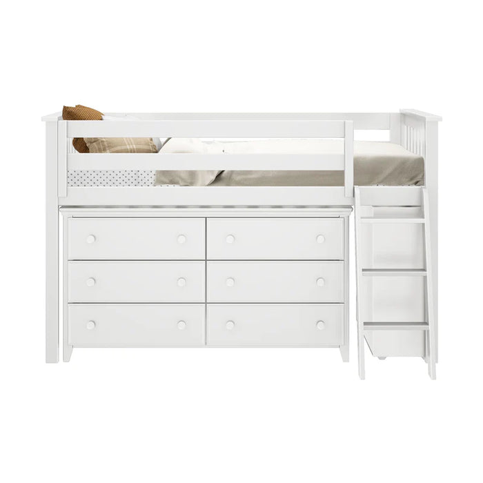 Jackpot Deluxe Twin Storage Loft Bed with Dresser and Bookcase