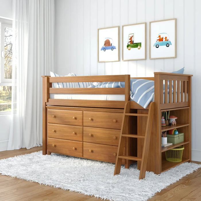 loft bed with dresser Twin Low Loft Bed with Stairs + Storage