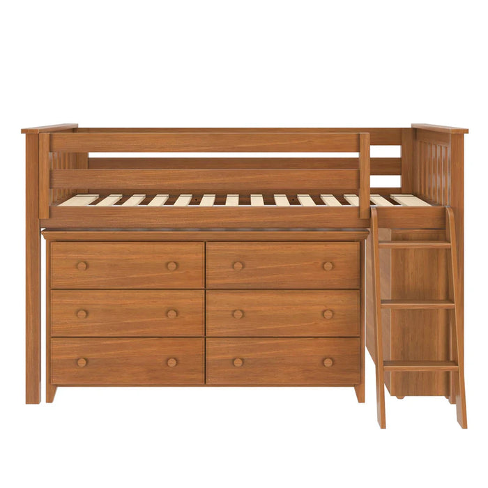 Jackpot Deluxe Twin Storage Loft Bed with Dresser and Bookcase
