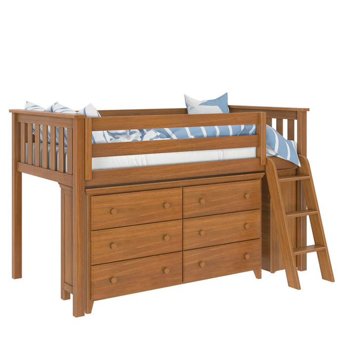 Jackpot Deluxe Twin Storage Loft Bed with Dresser and Bookcase