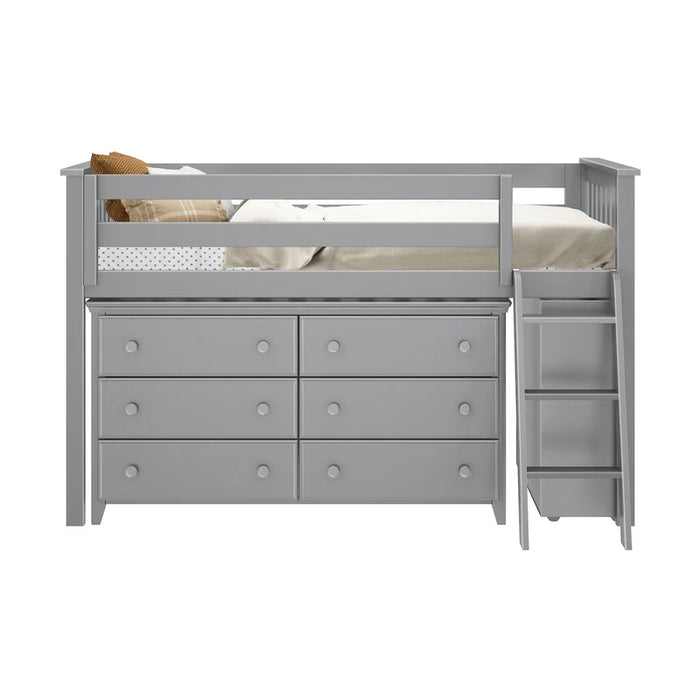 Jackpot Deluxe Twin Storage Loft Bed with Dresser and Bookcase