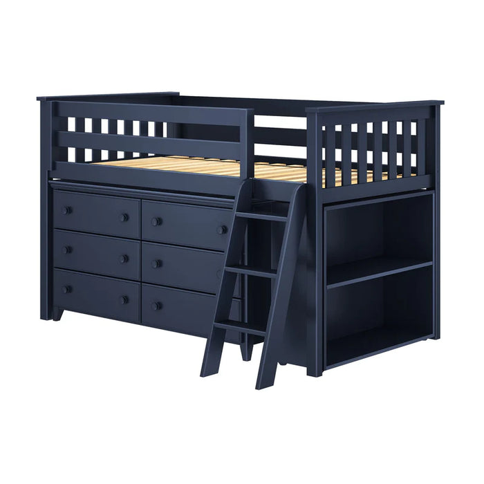 Jackpot Deluxe Twin Storage Loft Bed with Dresser and Bookcase