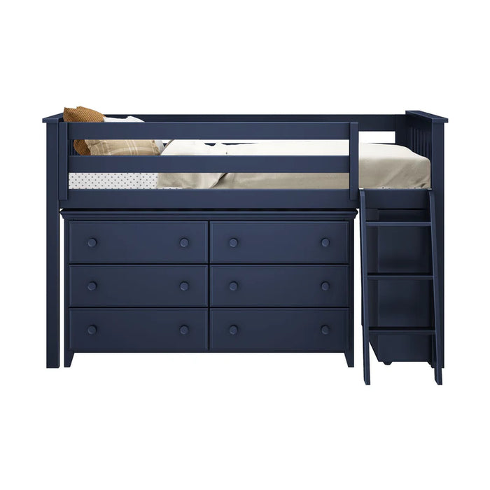 Jackpot Deluxe Twin Storage Loft Bed with Dresser and Bookcase