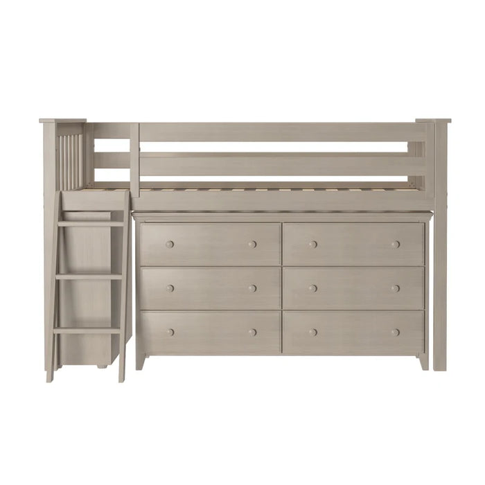 Jackpot Deluxe Twin Storage Loft Bed with Dresser and Bookcase