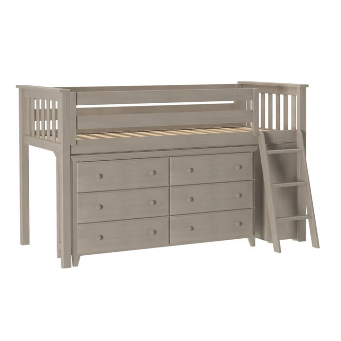 Jackpot Deluxe Twin Storage Loft Bed with Dresser and Bookcase