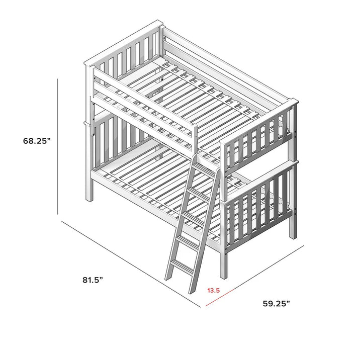 Jackpot Deluxe Twin over Twin Bunk with Angle Ladder