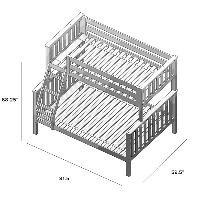 Jackpot Deluxe Bunk Bed, Twin over Full Holds 400lbs on Each Bed