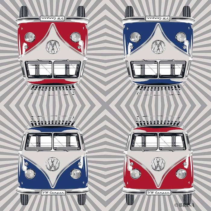 VW T1 Bus Printed Napkins - Samba Stripes/Red & Blue