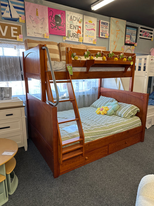 Floor Model Clearance Chestnut Maxtrix High Twin over Full Bunk Bed w/ Under Bed Storage(800 Lbs. Rating)