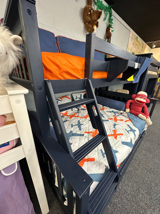 Clearance M3 Twin over Full Slat Bunk with Angle Ladder + Slat Rolls  400Lbs Rating on Each Bed