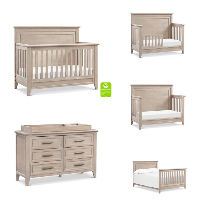 Monogram Beckett Flat Top Crib and Becket 6 Drawer Dresser