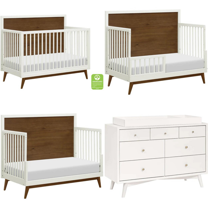 Babyletto Palma 4 in 1 Crib Toddler Rail and Double Dresser Molly Monkey