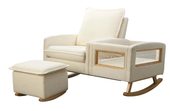 Clearance Appleseed Dakota Rocker Bassinet wit Gliding Ottoman in Oatmeal