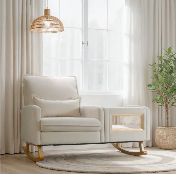 Clearance Appleseed Dakota Rocker Bassinet wit Gliding Ottoman in Oatmeal